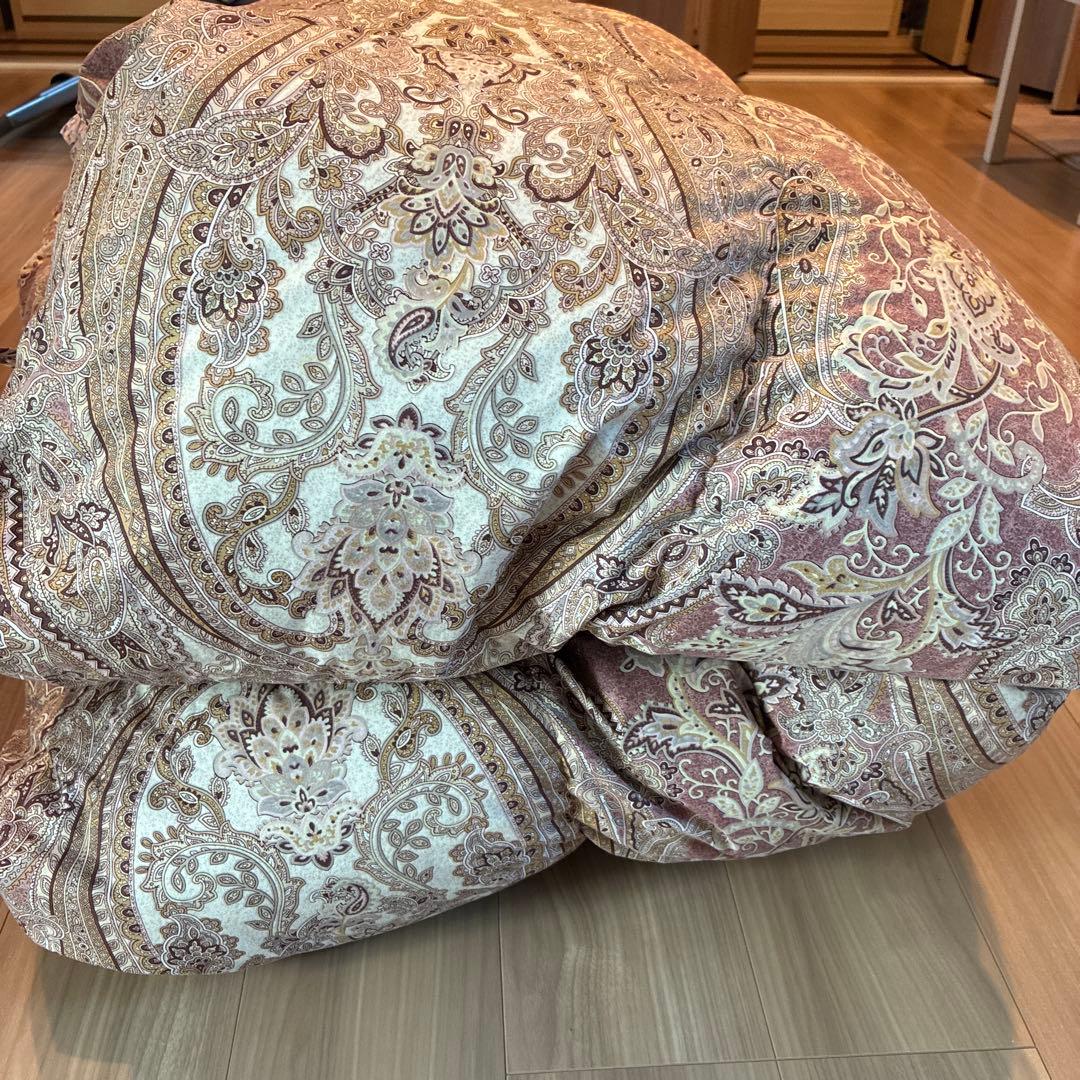 西川　羽毛布団　ペイズリー柄 厚手