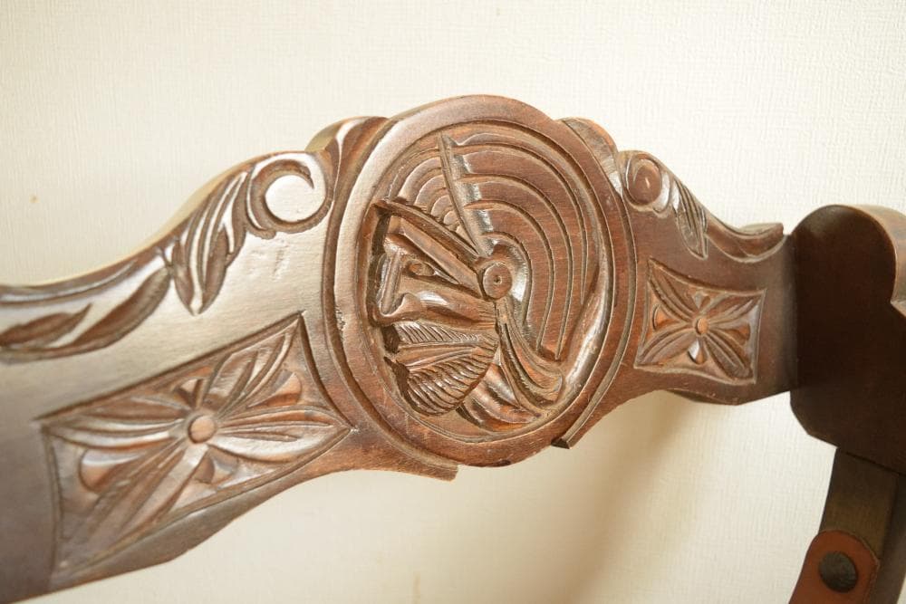 【ヴィンテージ】ダンテスカチェア サボナローラチェア 本革張り アンティーク家具