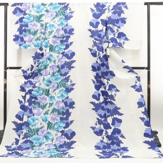 新品 撫松庵 片寄せポピー セオアルファ 洗える夏着物 付下げ 浴衣 6228