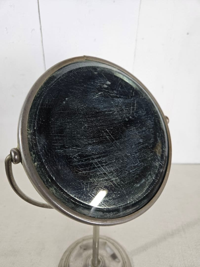 USA ANTIQUE スタンドミラー 卓上 鏡 ラウンド 両面 回転 拡大鏡