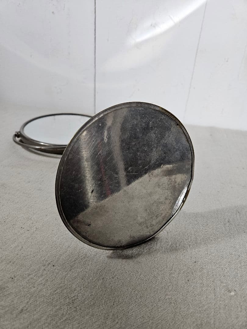 USA ANTIQUE スタンドミラー 卓上 鏡 ラウンド 両面 回転 拡大鏡