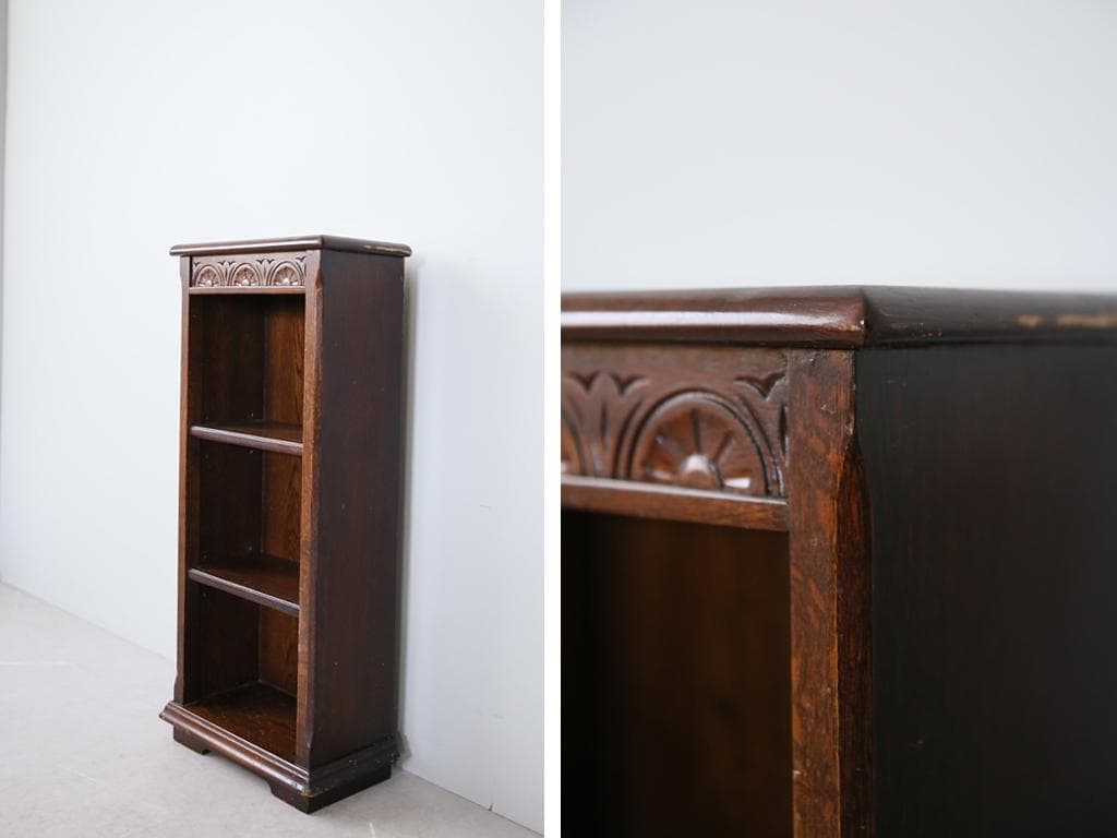 英国アンティーク木製ブックシェルフ/本棚/食器棚/飾り棚/収納ラック(92-73