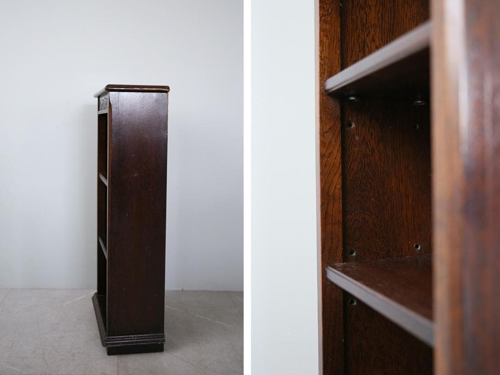 英国アンティーク木製ブックシェルフ/本棚/食器棚/飾り棚/収納ラック(92-73