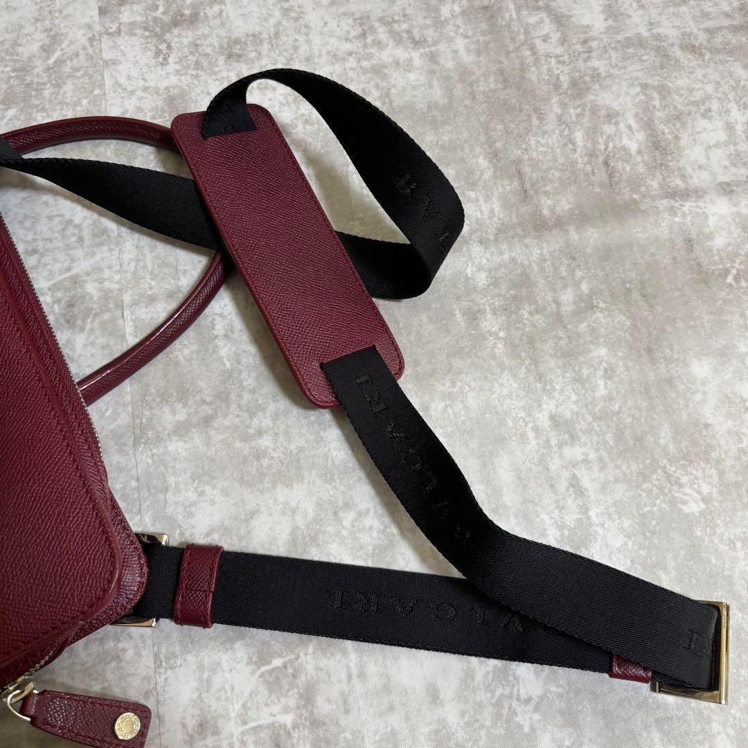 J72 極美品✨BVLGARI ブルガリ　ビジネスバッグ　2way レザー　赤