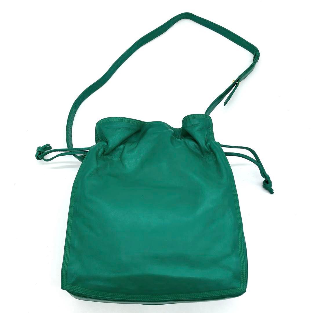 【LOEWE】ショルダーバッグ　フラメンコ　アナグラム型押し　レザー　グリーン