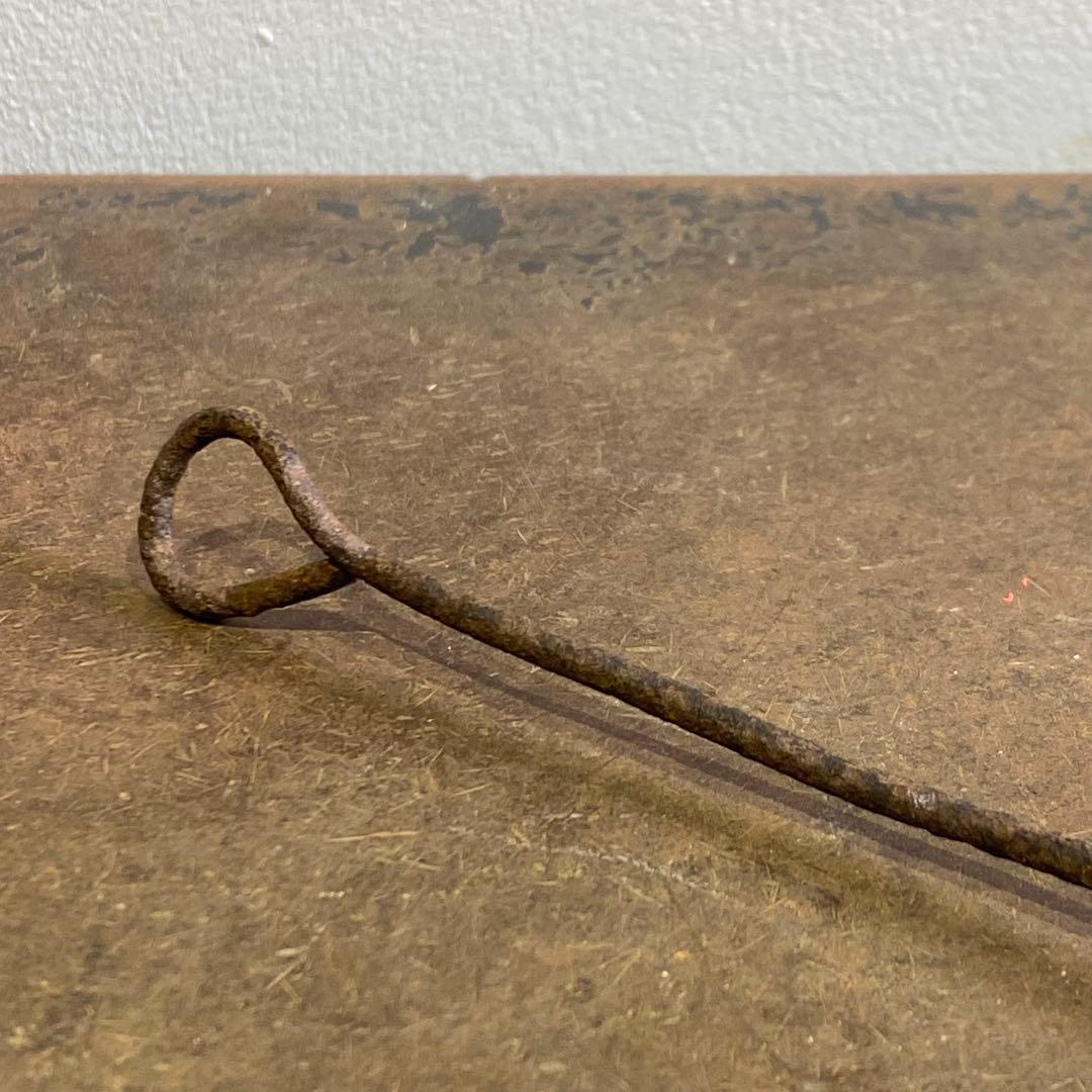 錆鉄自在鉤と古い鉄製の物掛け 二点セット