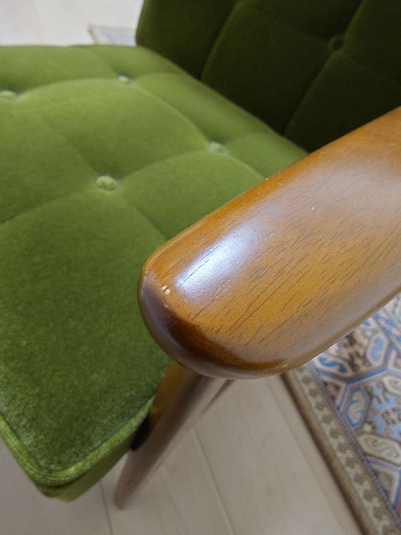 カリモク60 Kチェア1シーターモケットグリーン　②