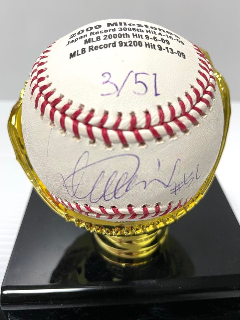 殿堂　イチロー 直筆サインボール 証明書付き3/51 & Toppsカード