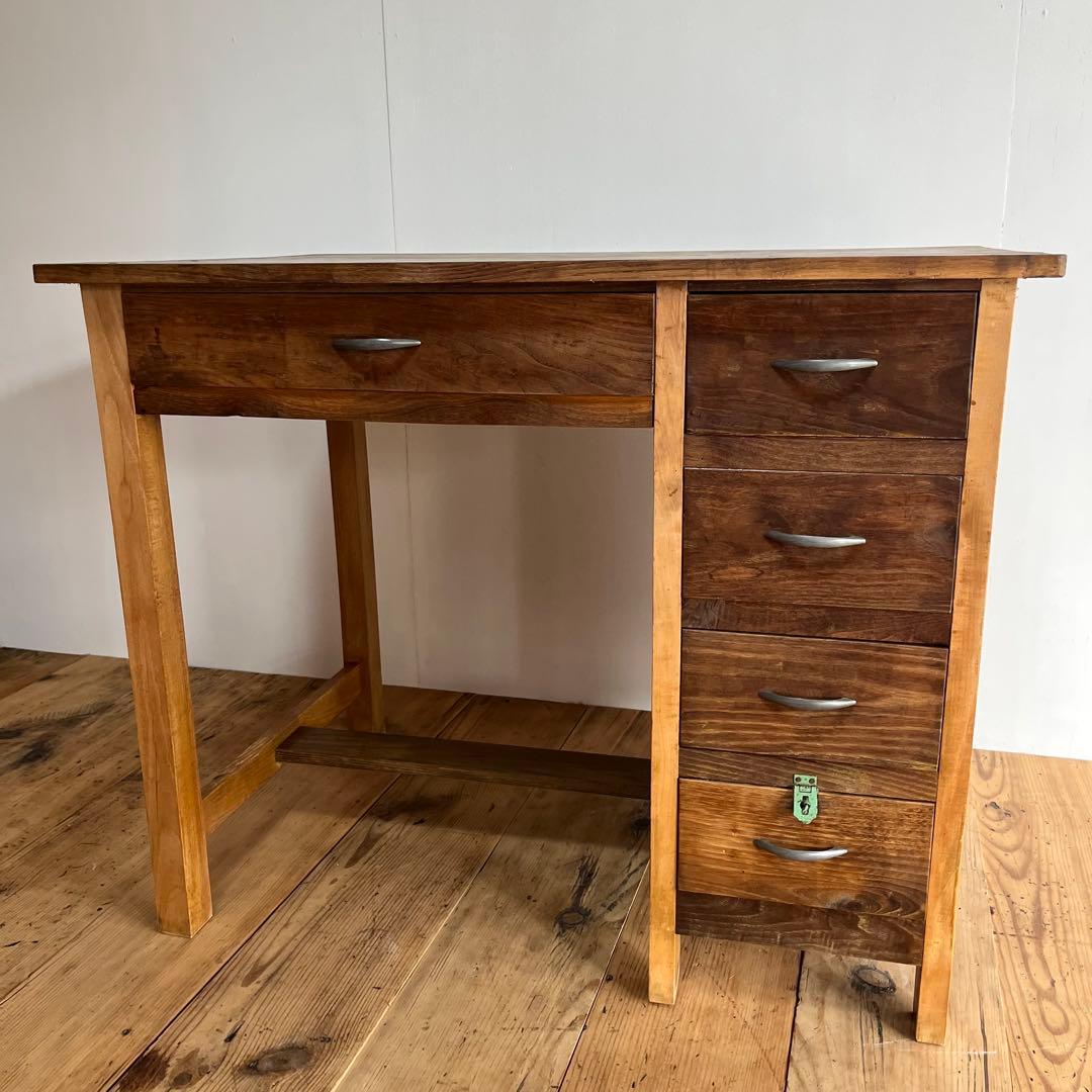 アンティーク 片袖机 テーブル デスク 昭和レトロ z721