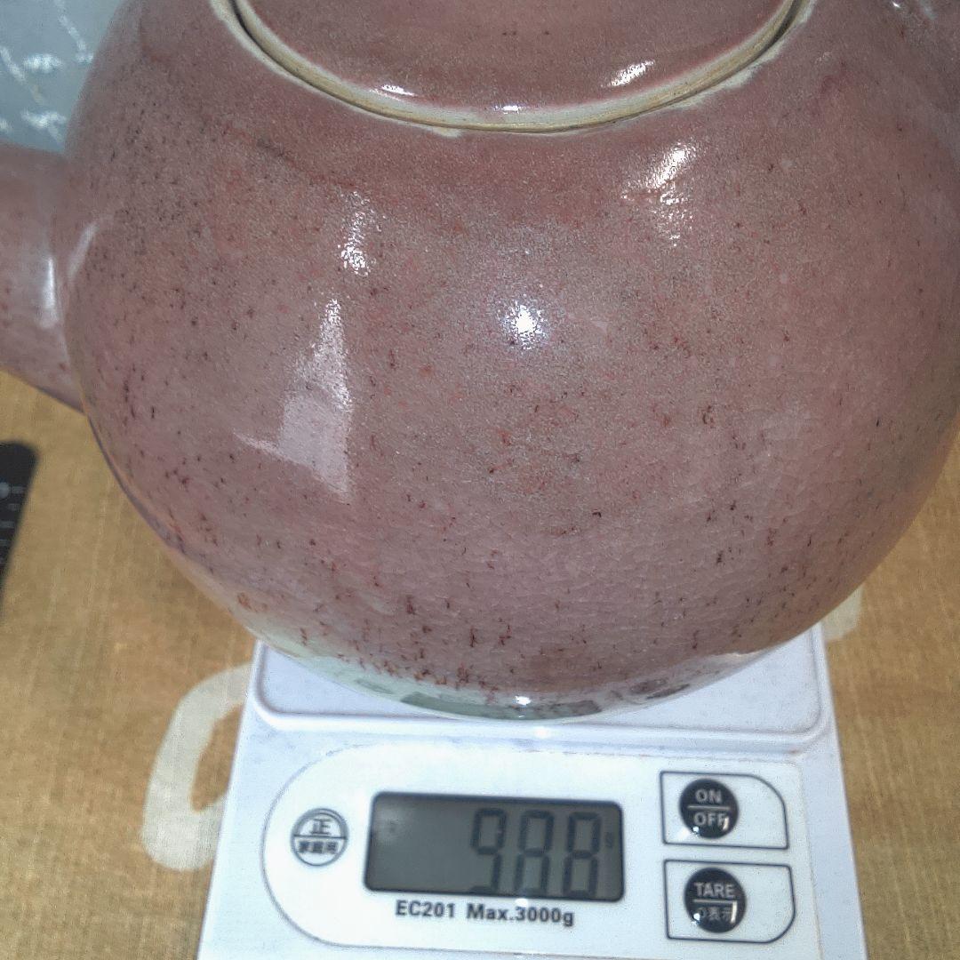 赤褐色 陶器製 急須 骨董 美術 アンティーク 辰砂？ 笠間焼？ 甚八？