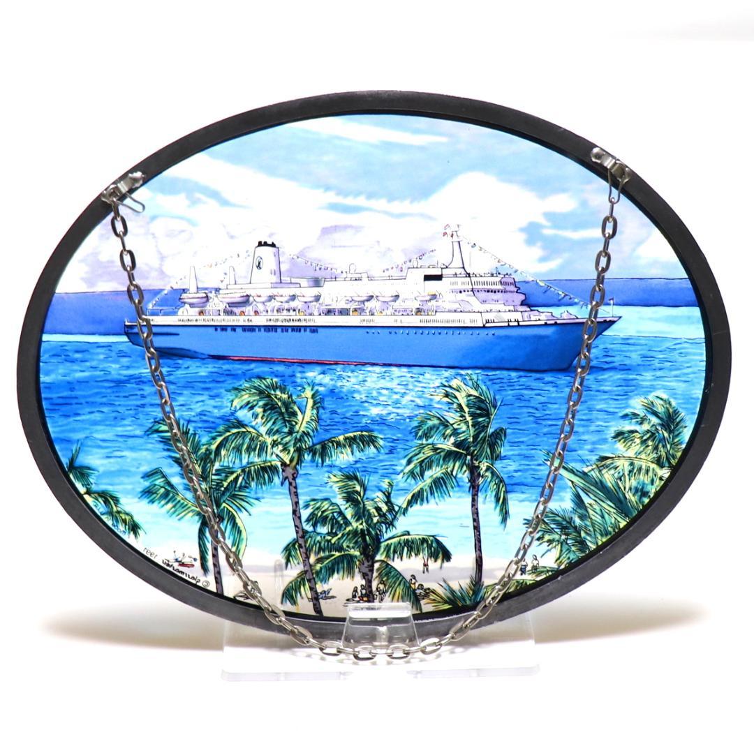 クルーズ船 豪華客船 ヴィンテージ ステンドグラス ビーチ 大型客船 海