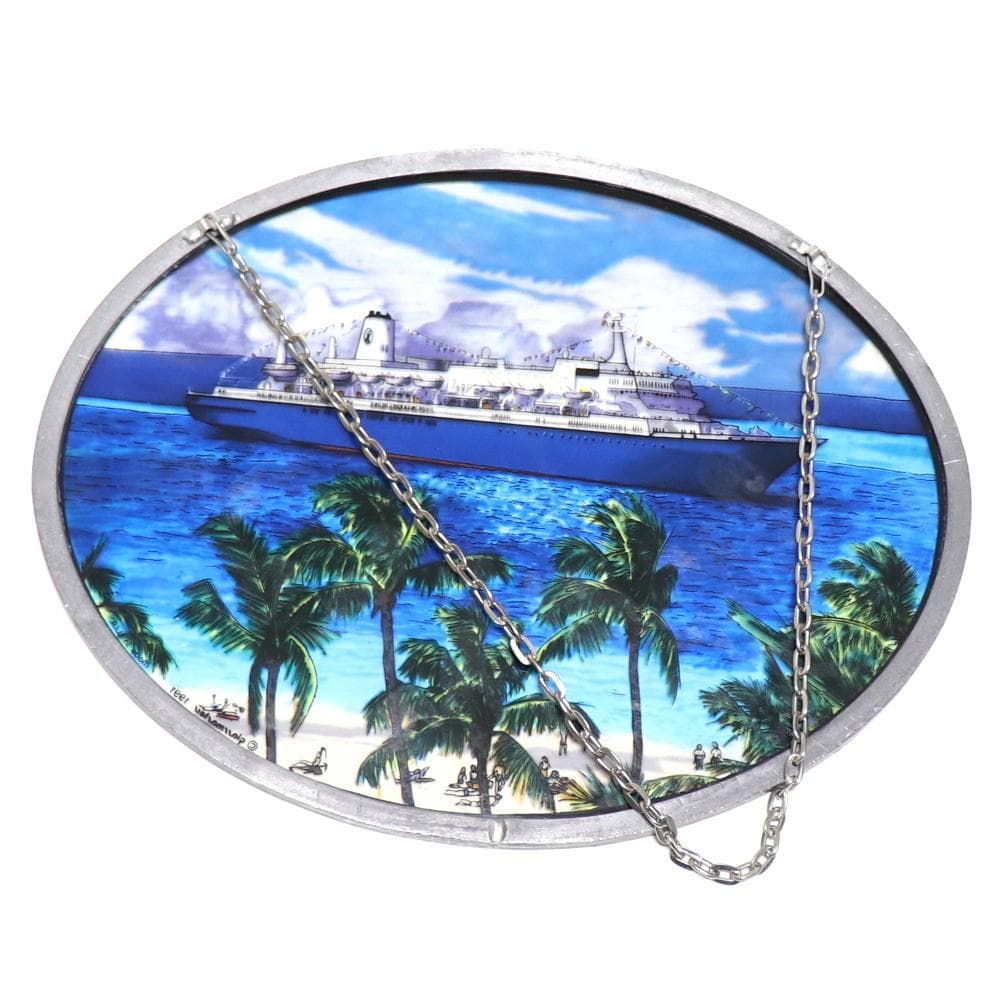 クルーズ船 豪華客船 ヴィンテージ ステンドグラス ビーチ 大型客船 海