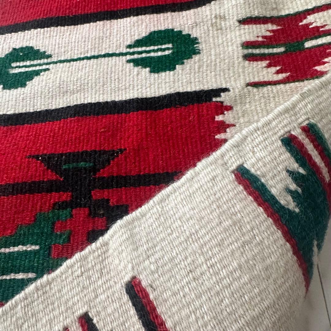 vintage ネイティブ柄 ウールラグ 赤 123 玄関マット 北欧 ナバホ柄