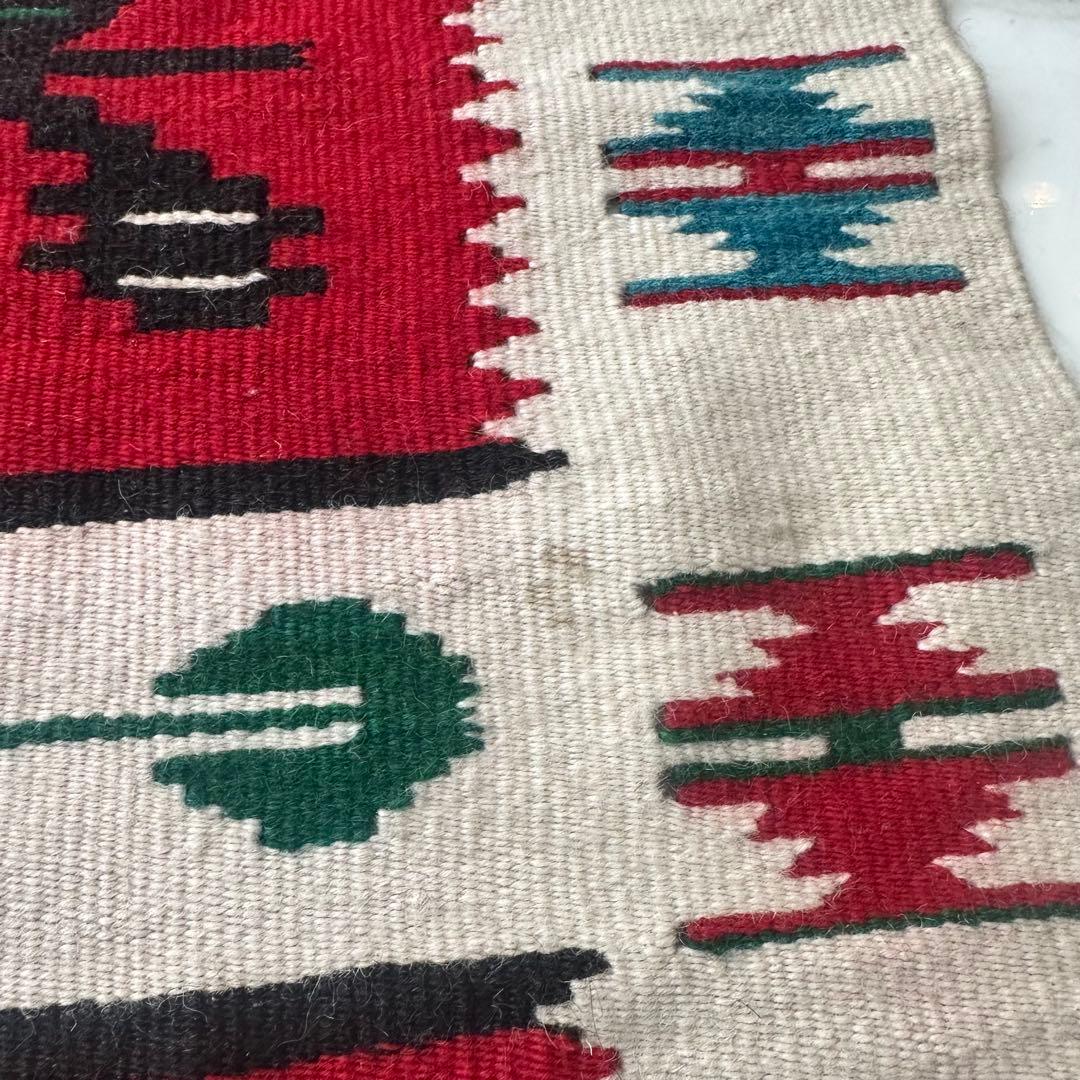 vintage ネイティブ柄 ウールラグ 赤 123 玄関マット 北欧 ナバホ柄