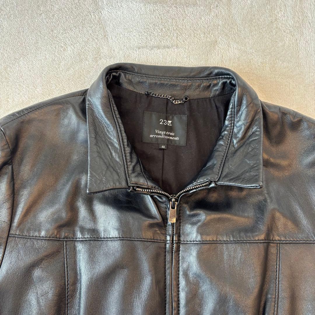 【極美品】23区 レザージャケット サイズ48 黒 羊革　ラムレザーライダース