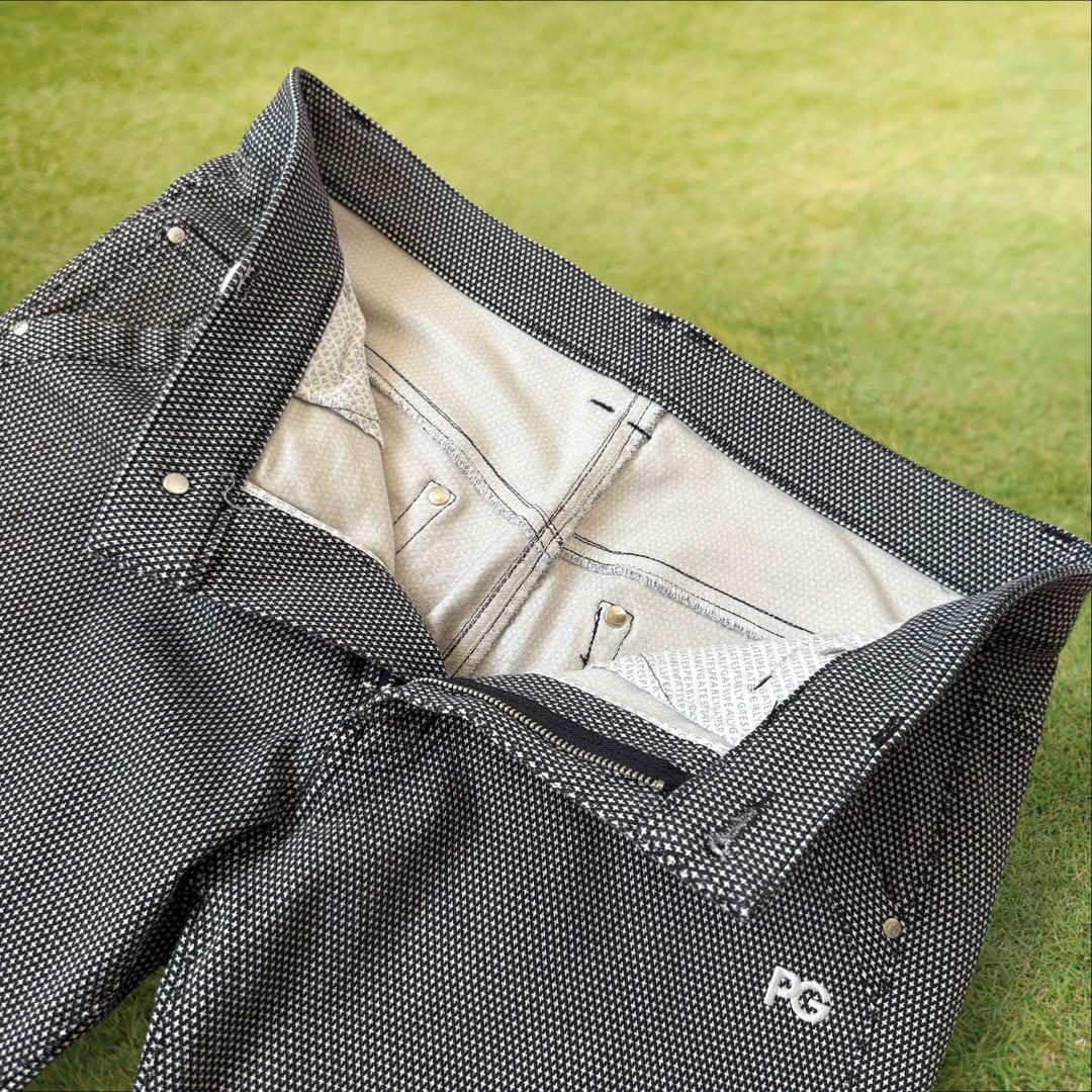 パーリーゲイツ　パンツ　総柄　グレー　M〜L相当　生地厚　コットン素材　白　4