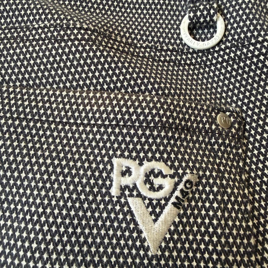 パーリーゲイツ　パンツ　総柄　グレー　M〜L相当　生地厚　コットン素材　白　4