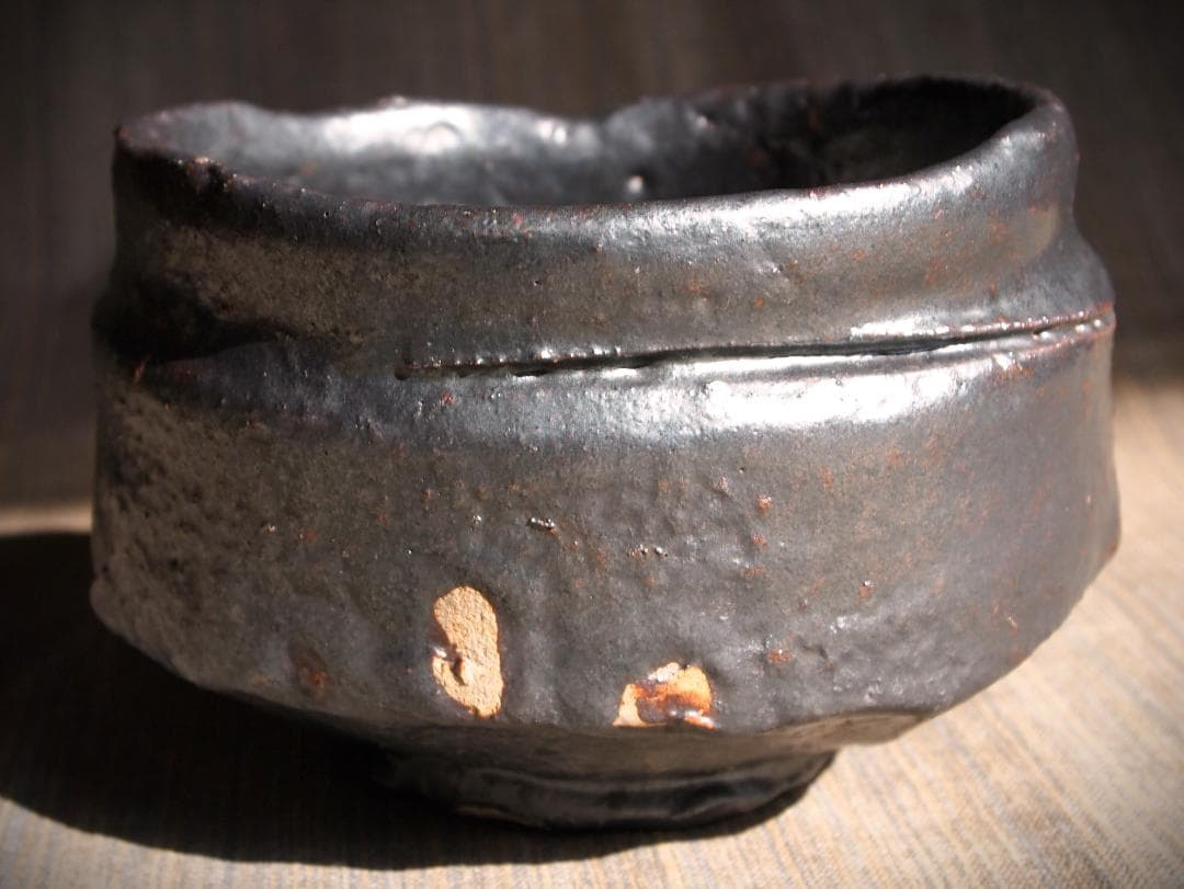 希少作★鯉江良二★引き出し黒茶碗☆★共箱・共布★個展作品