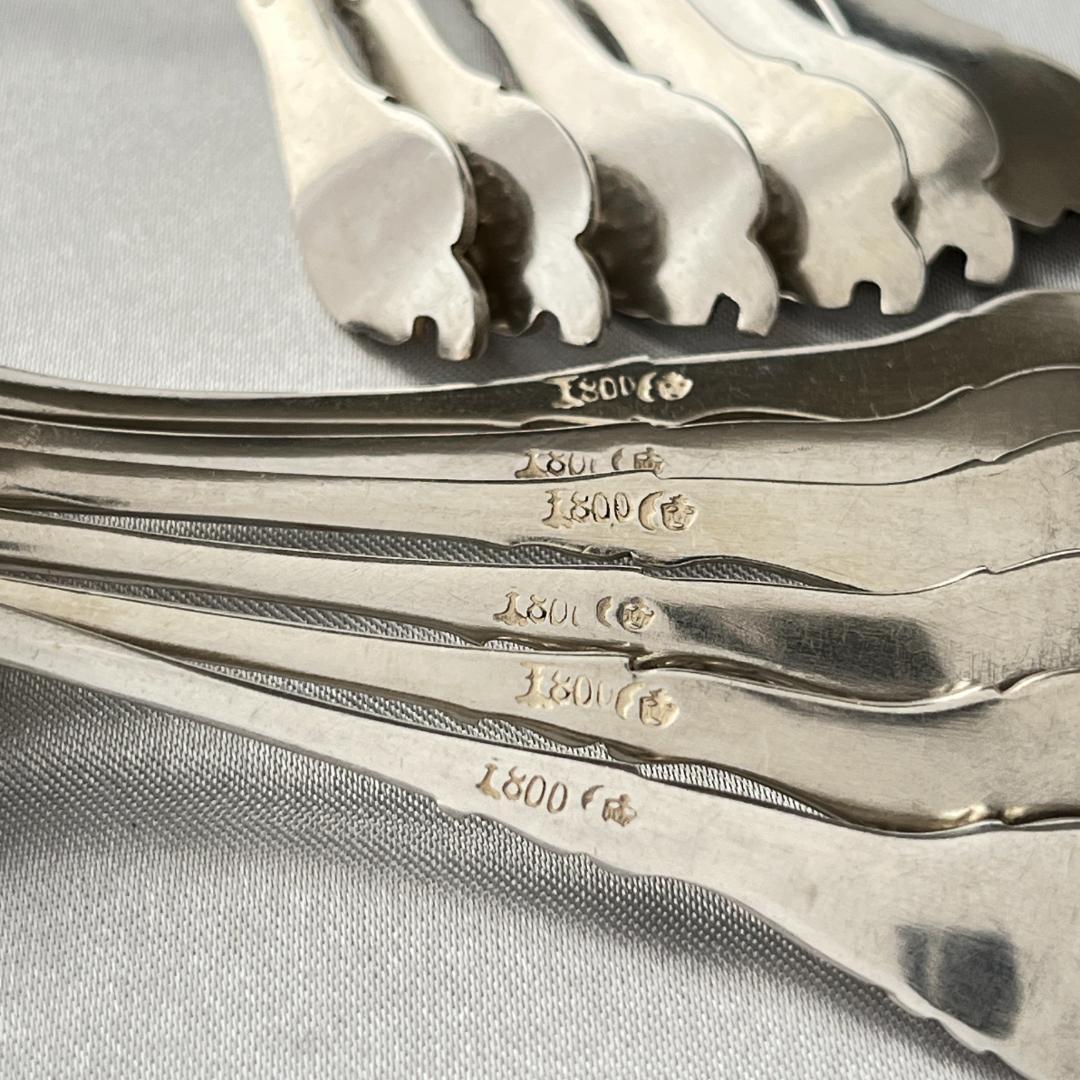 【ドイツ】レリーフのモカスプーン 12本【純銀】 10.5cm ケース