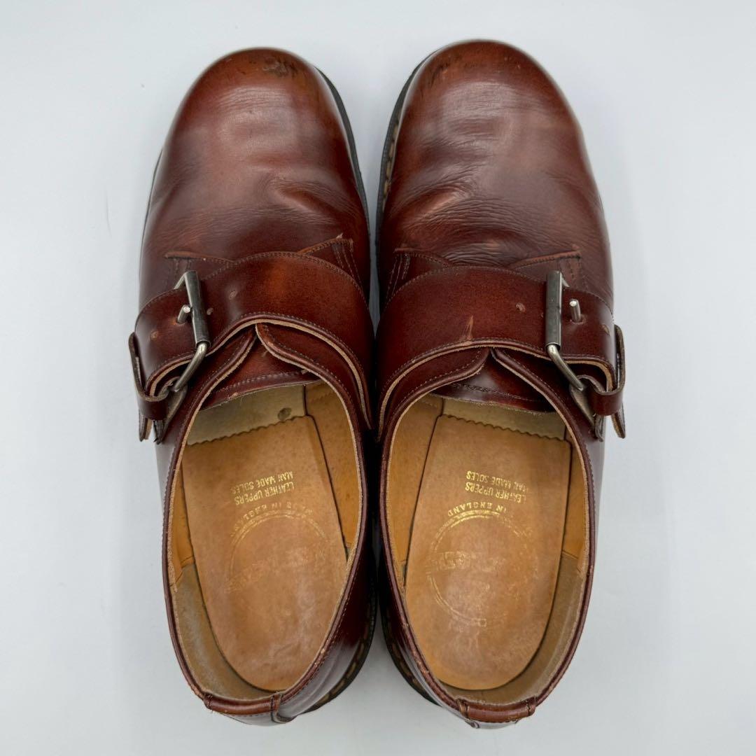 レア/UK9 ドクターマーチン イングランド製 スチールトゥ シングルモンク 茶