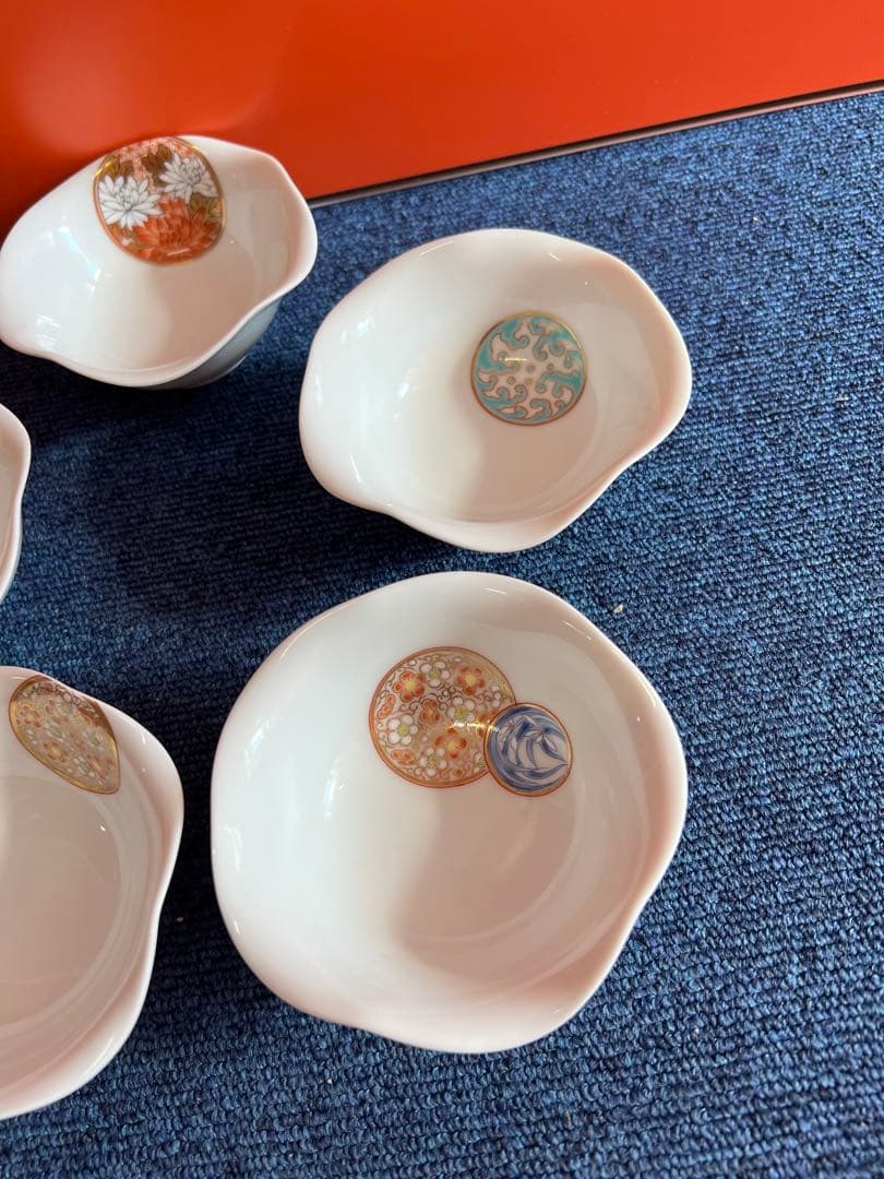 1385 深川製磁 寿赤絵 小皿揃 5客セット　未使用