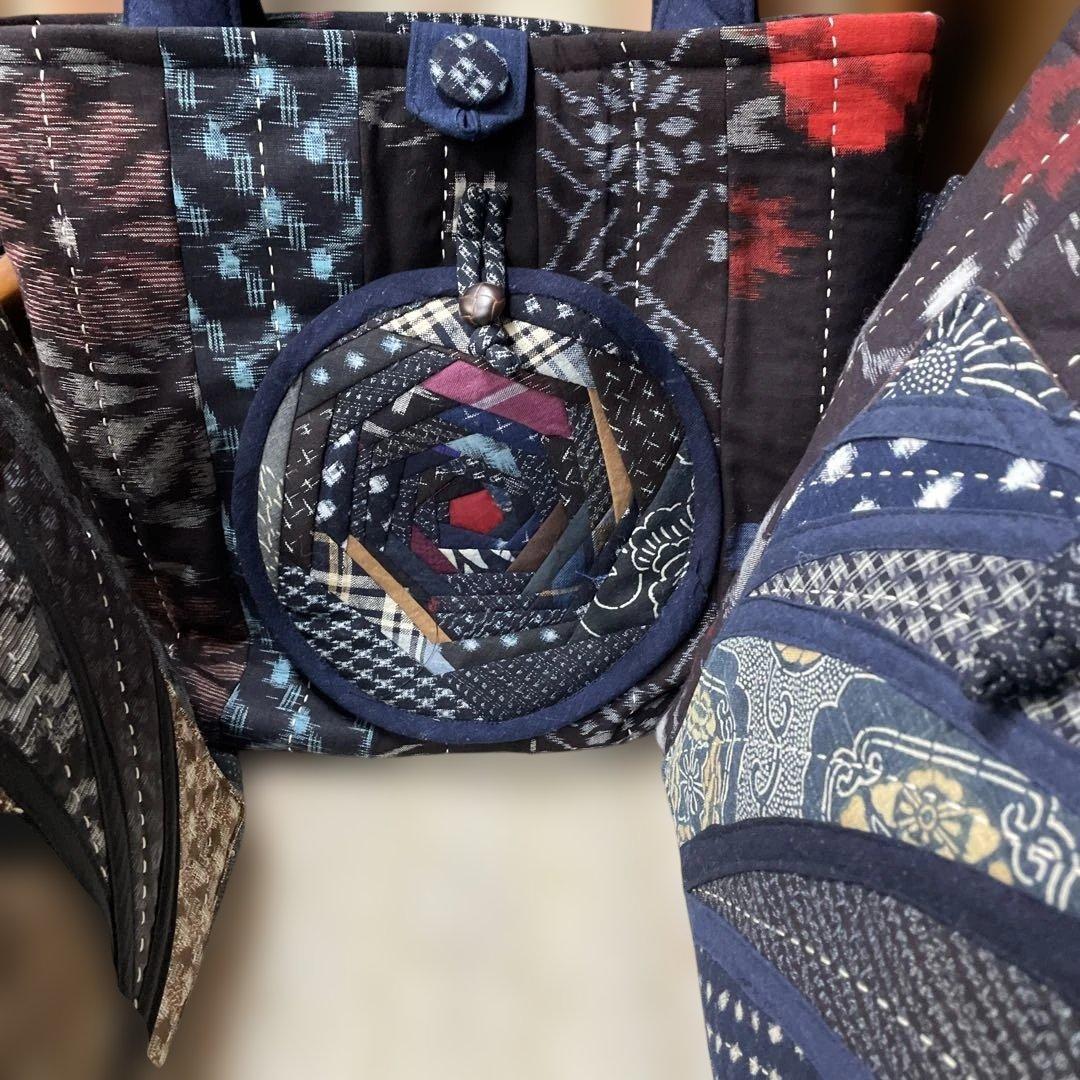 M156 バッグ３点まとめて売り　絣2点　大島1点　古布リメイク