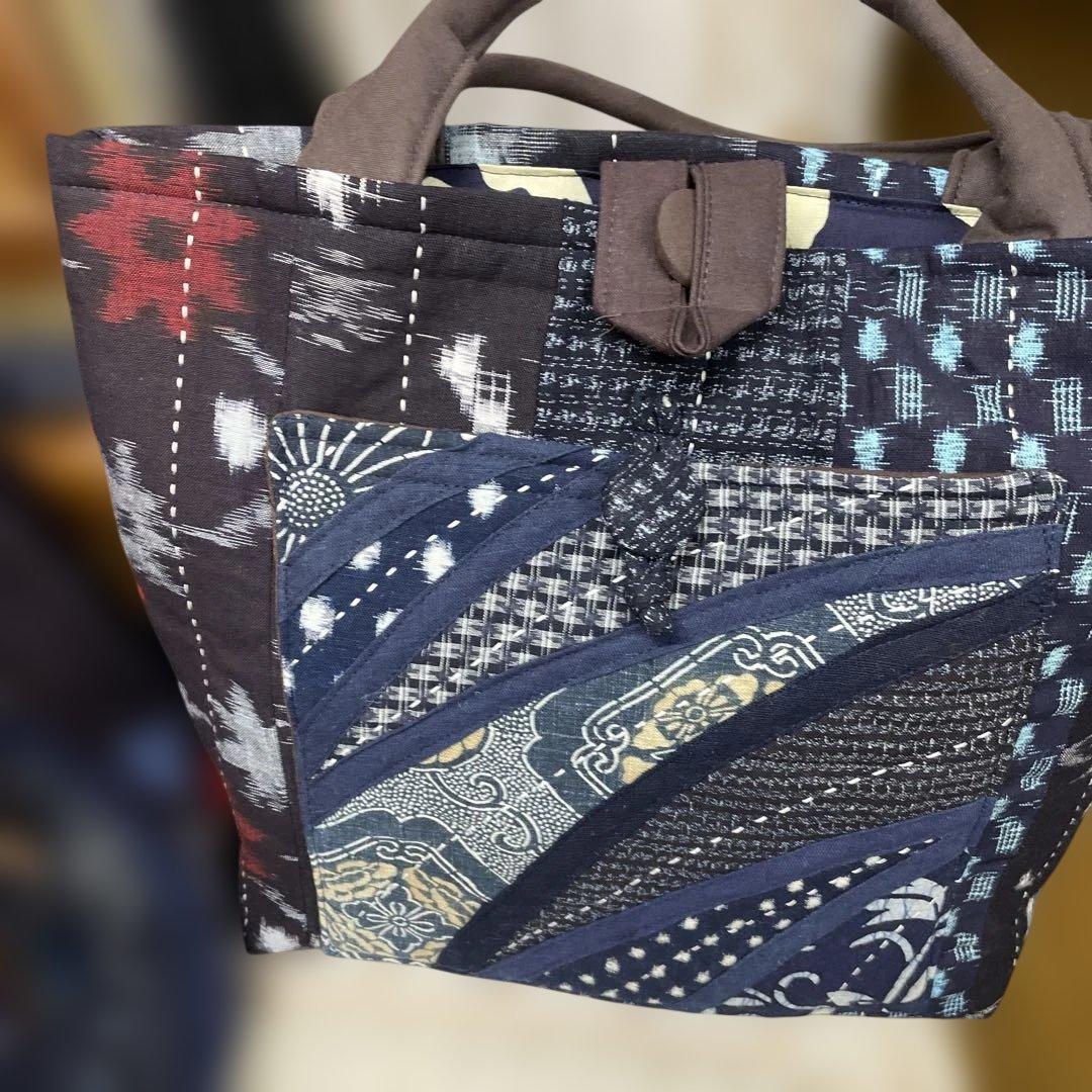 M156 バッグ３点まとめて売り　絣2点　大島1点　古布リメイク