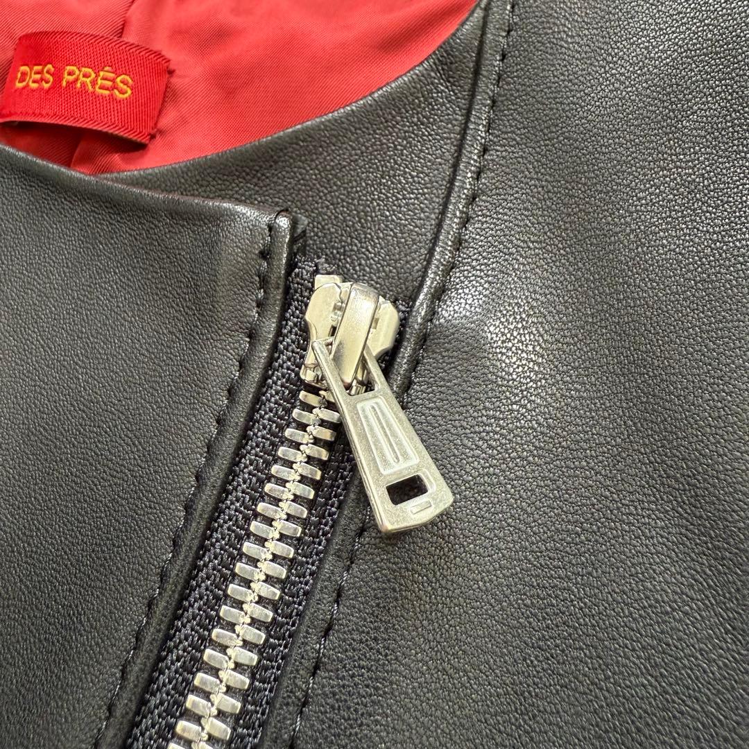 【美品】デプレ DES PRES ラムレザー ノーカラージャケット ブラック M