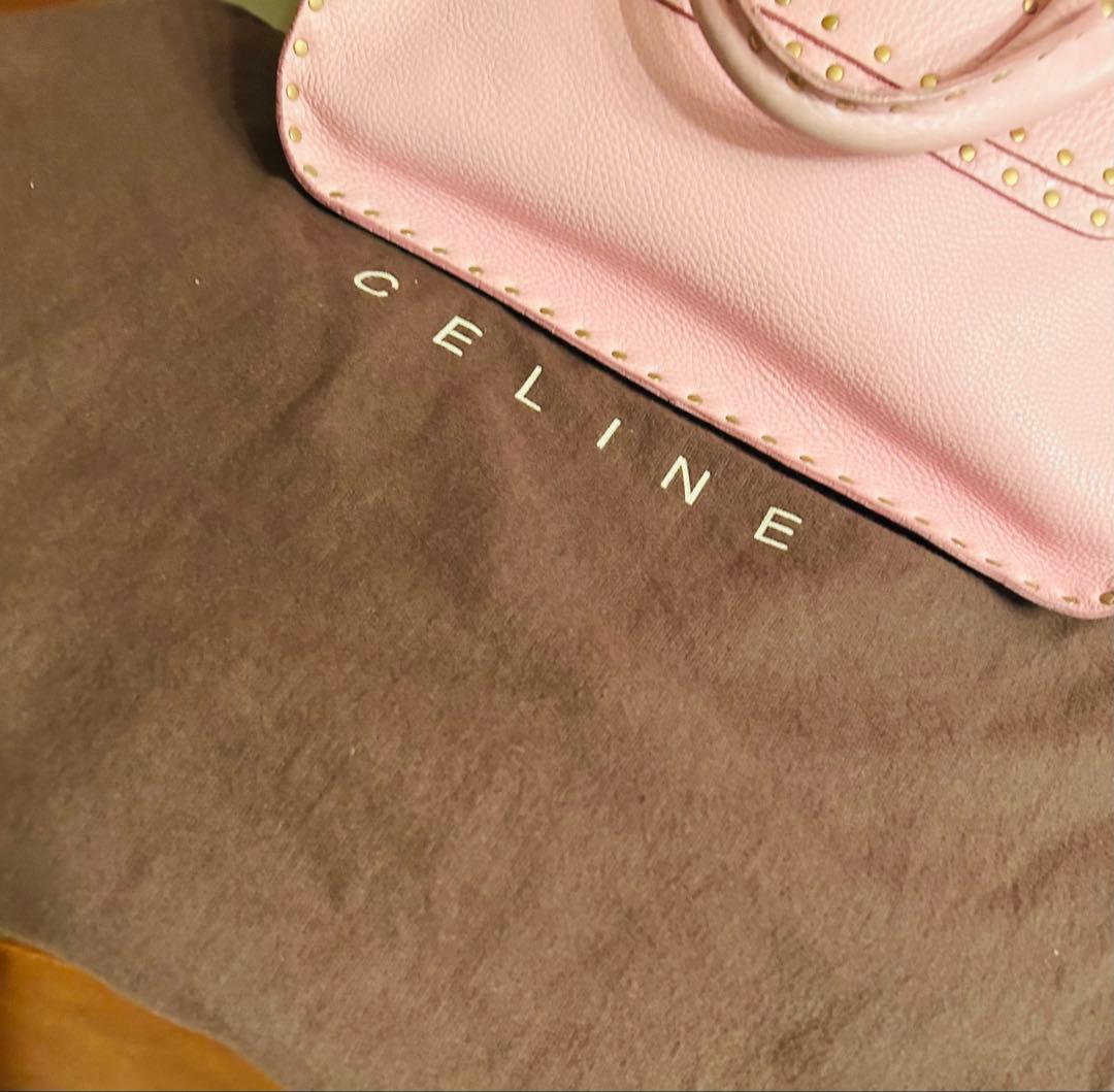 セリーヌ激レア★スタッズ付きブギーバッグピンク保存袋付きクリーニング済み