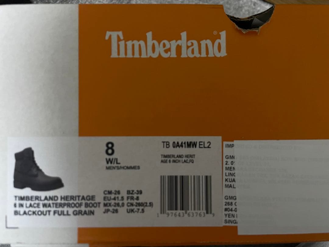 Timberland 黒レザーブーツ6 IN WATERPROOF BOOT