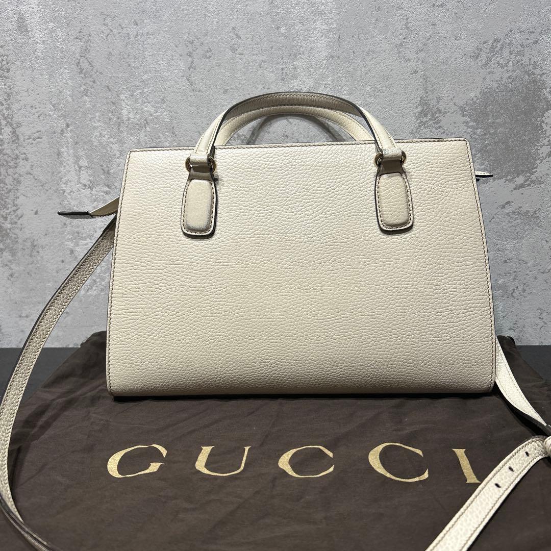 ※ルドルフ様※【GUCCI 】ホワイトレザーハンドバッグ