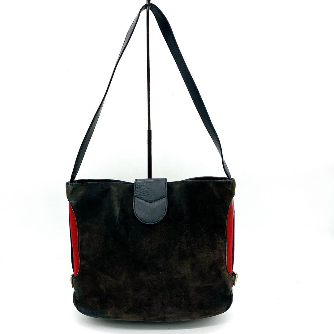 【GUCCI】ショルダーバッグ　シェリーライン　スエード　ブラウン　自立