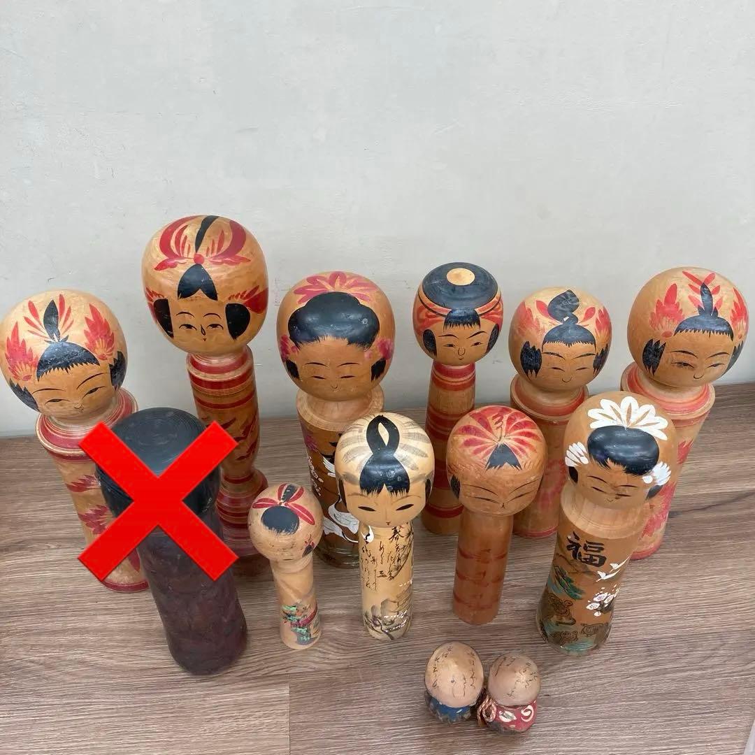 D-3 【伝統工芸品】木製 こけし 12点まとめ売り 鳴子・遠刈田・仙台など 昭