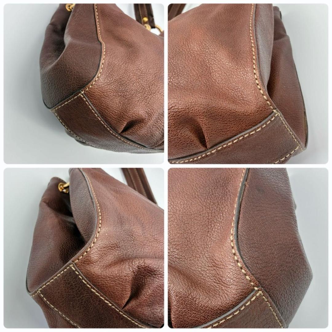 トッズ ホーボー ワンショルダー ショルダーバッグ ブラウン ゴールド金具