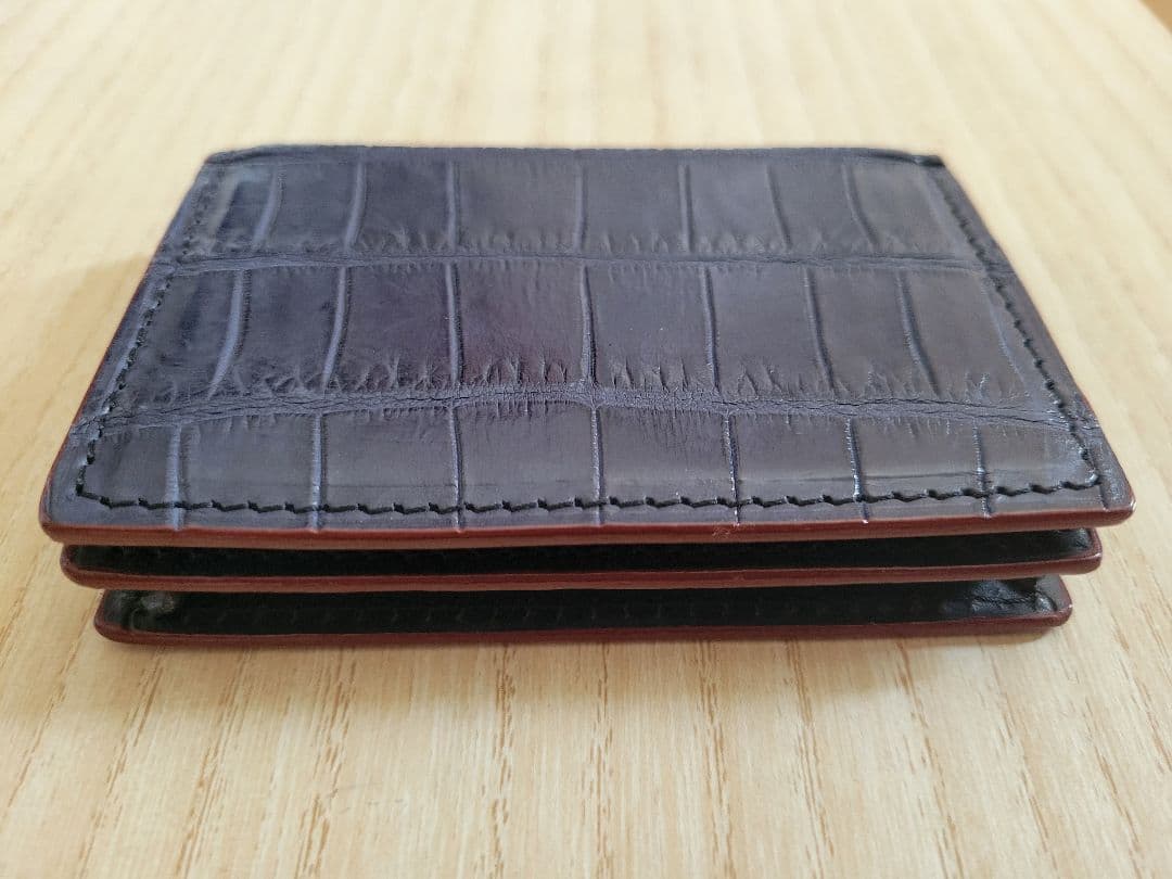 馬車道今井 クロコダイル レザー名刺入れ・カードケース ネイビー 定価12万