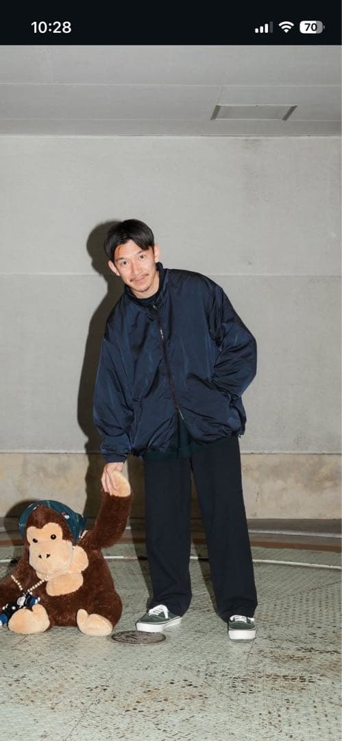 限定　Wide Dad NYLON ZIP JACKET ネイビー