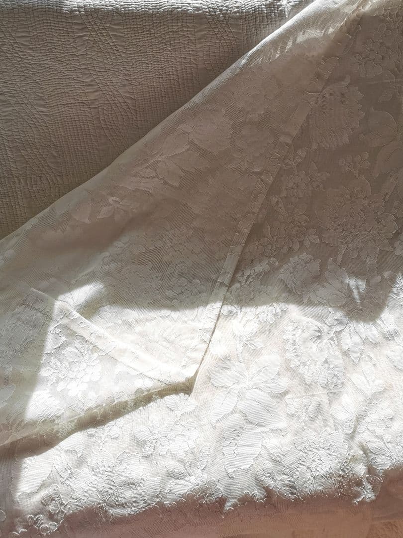 アンティークノッティンガムマドラスレース 向日葵 紫陽花ライラックカーテンパネル