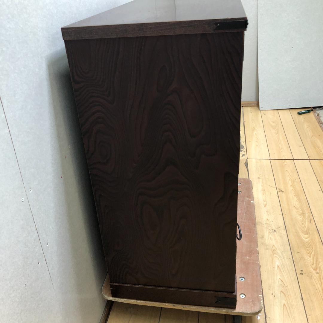 けやき民芸 90飾棚 和風 レトロ家具 ガラス戸付き 食器棚 　250720-6