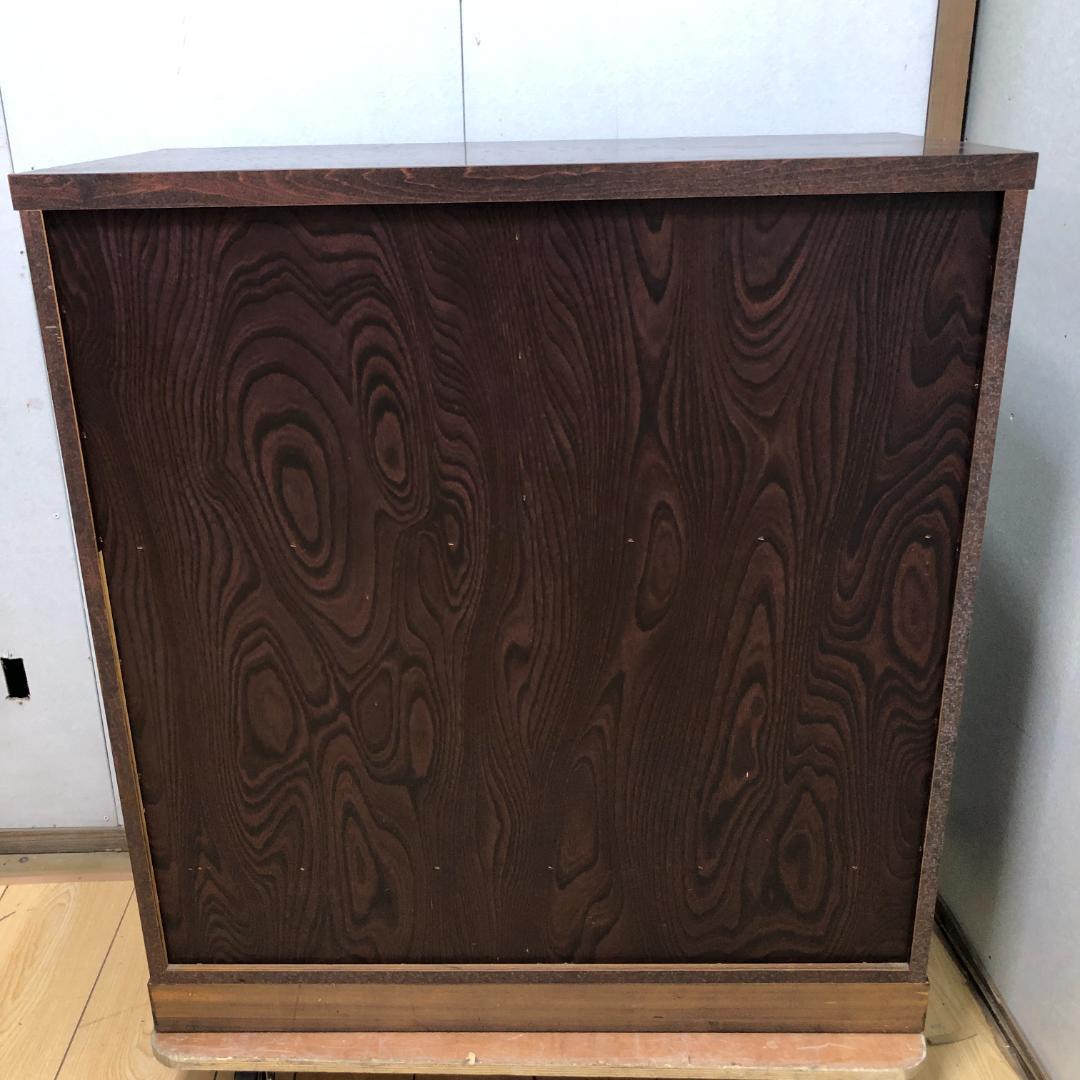 けやき民芸 90飾棚 和風 レトロ家具 ガラス戸付き 食器棚 　250720-6