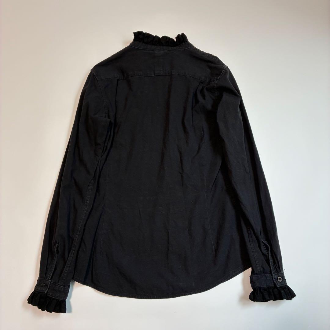 KAPITALキャピタル コットン フリルシャツ ブラック 長袖 日本製