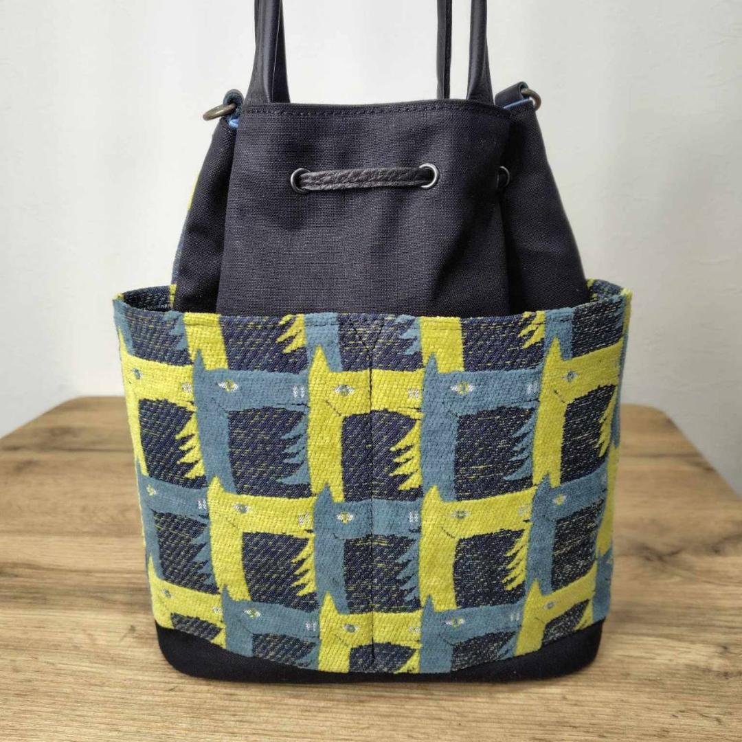 しののめ様/thoroughbredサラブレットネイビー/巾着Lサイズ