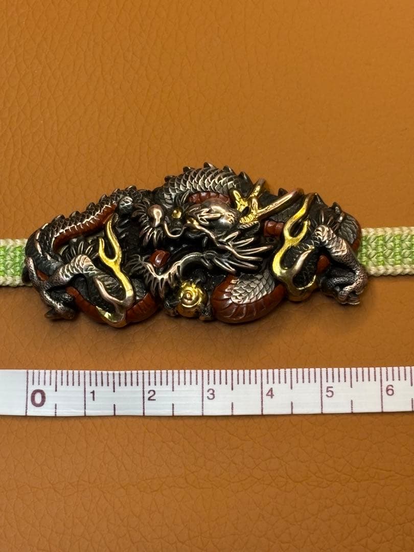 時代物　金工 彫金　 龍の帯留め　アンティーク　着物　紐付き　工芸