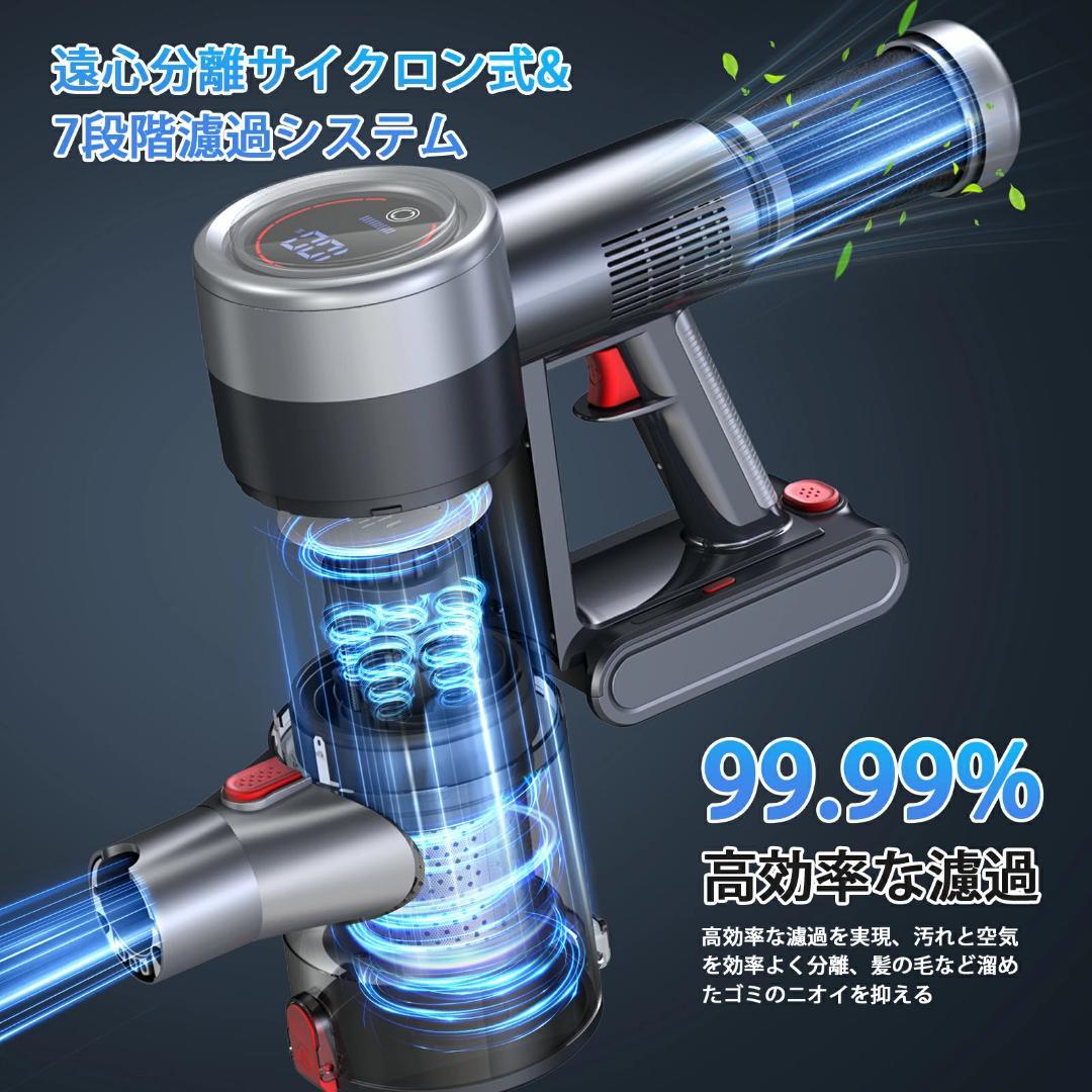 特価コードレス掃除機 強力65kPaグリーンLED 自立式 サイクロン式550W