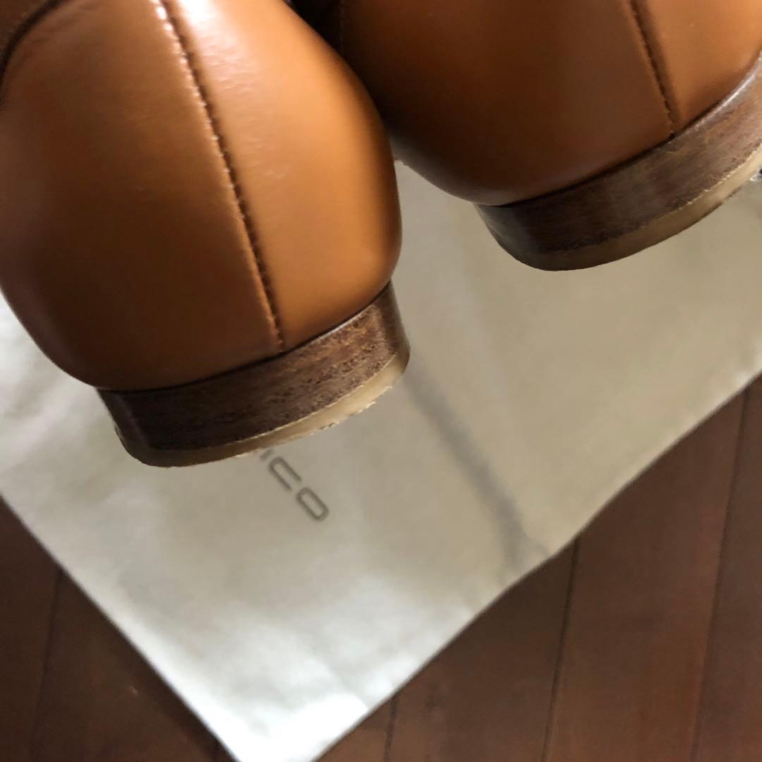 PELLICO ブラウンレザー ローファー チェーン付き