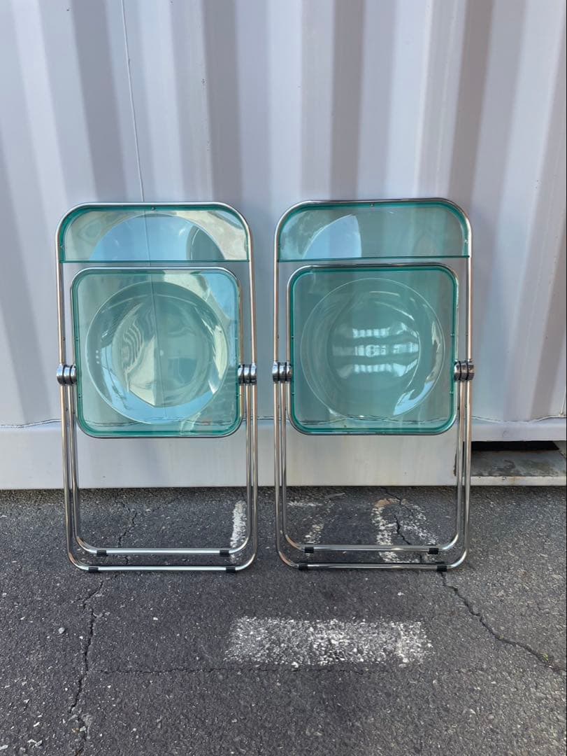 折りたたみ式　クリアチェア　2脚セット