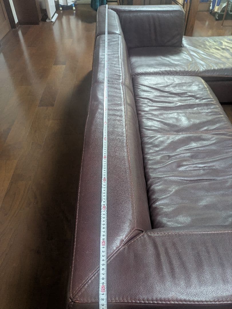 アクタスfive by five L字型本革ソファ クッション2個付き