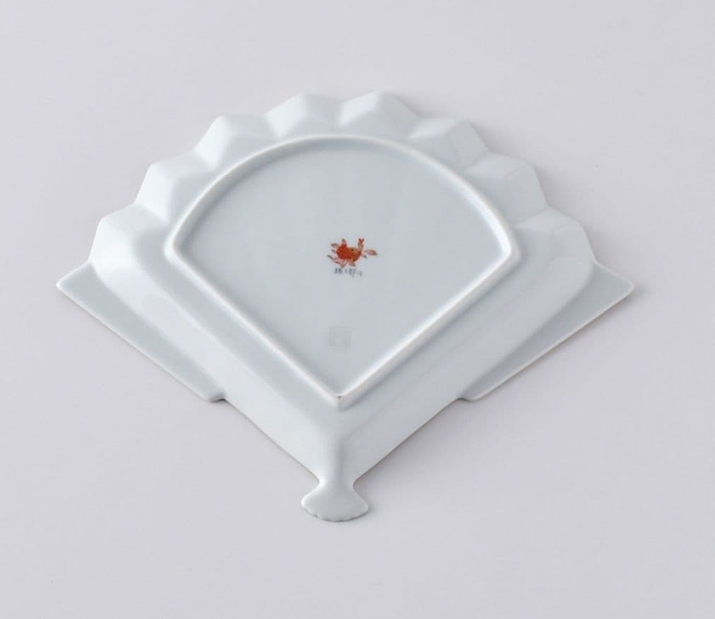 値下げ　赤濃鳳凰 扇皿　【波佐見焼き】　お祝い　お正月　扇形