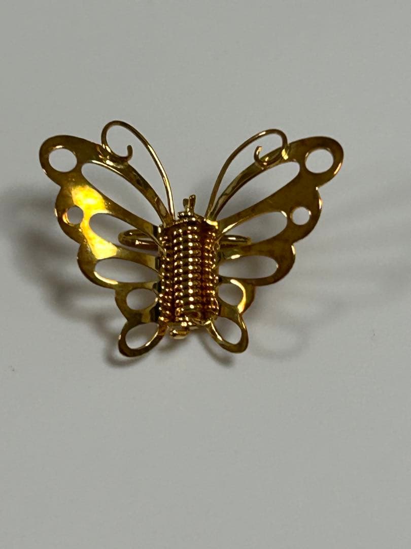 18金バタフライ蝶18Kブローチ