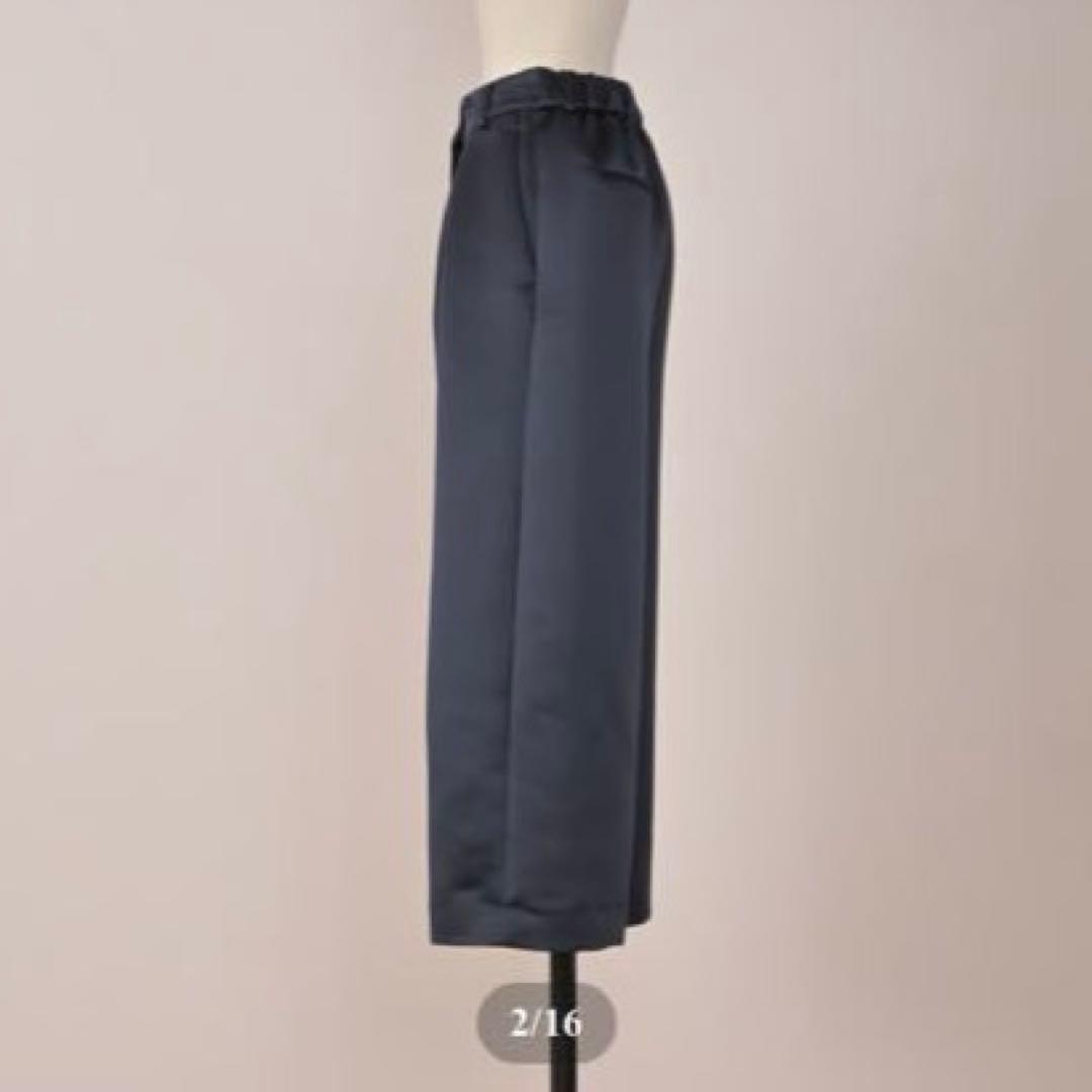 heve. サテンフレアガウチョパンツ　ネイビー