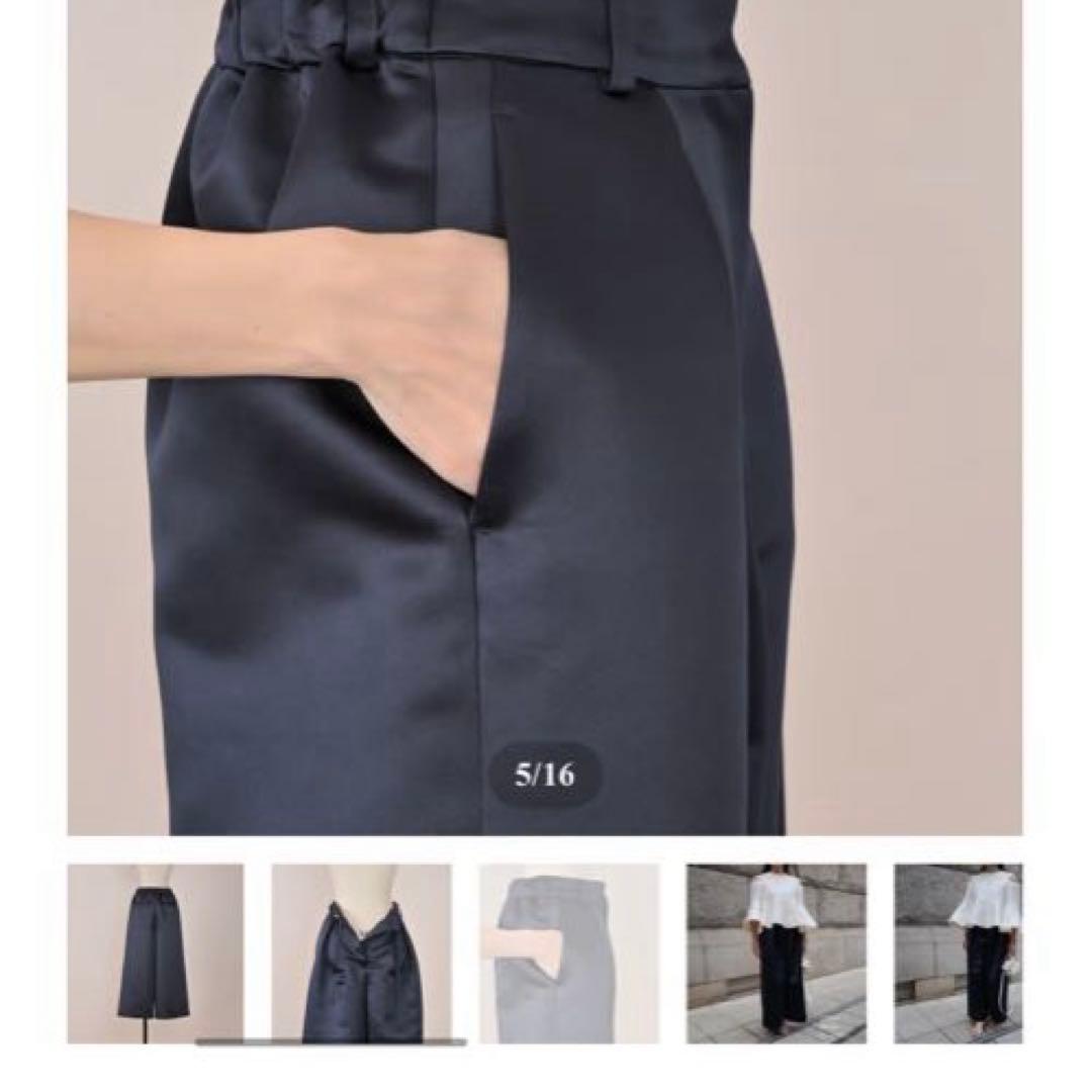 heve. サテンフレアガウチョパンツ　ネイビー